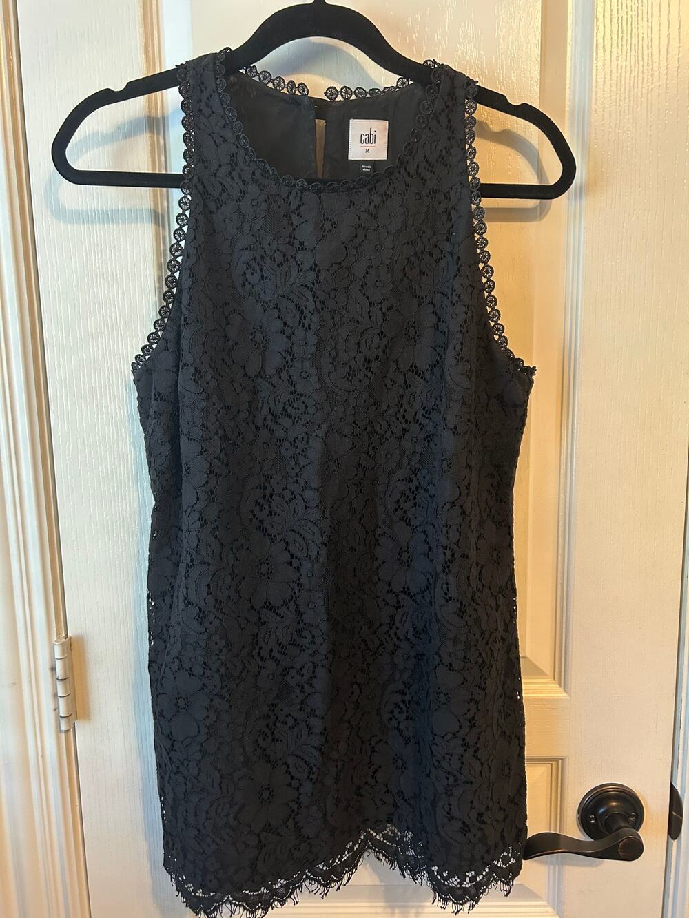 Cabi Medium Black Sleeveless Lace Tunic